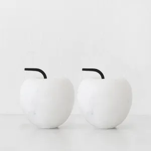 MELE APPLE MARBLE SCULPTURE BUNDLE X2  |  12CM  |  WHITE MARBLE