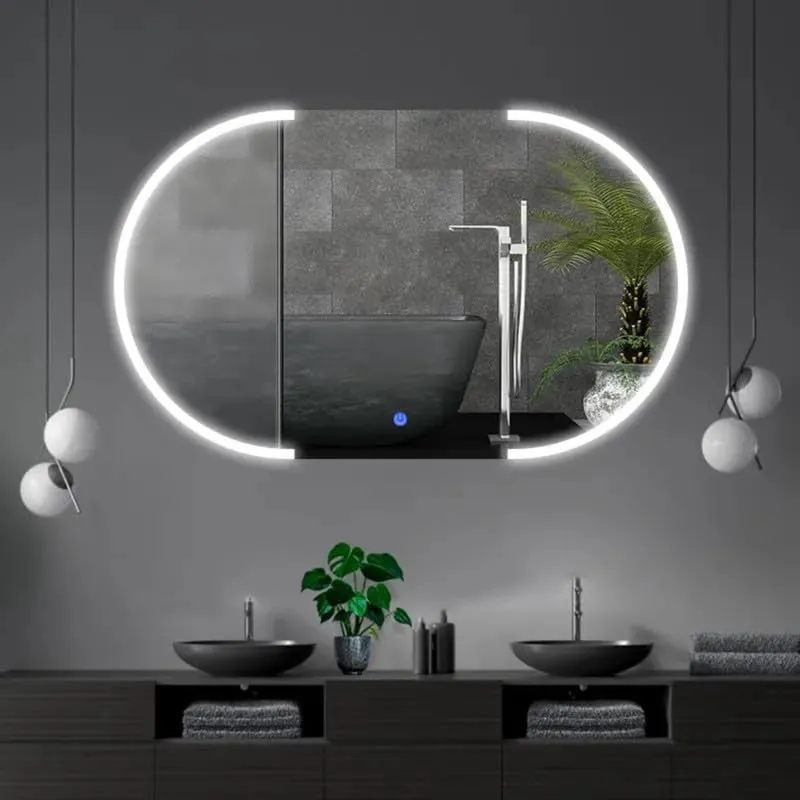 MERKEZI ART ME01 LED Light Mirror for Wall, Bathroom, Bedroom, Living Room, Makeup Room, 3 in 1 Color Light Wall Mirror (18 x 24 Inch)
