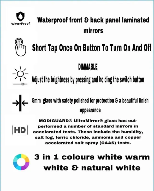 MERKEZI ART ME01 LED Light Mirror for Wall, Bathroom, Bedroom, Living Room, Makeup Room, 3 in 1 Color Light Wall Mirror (18 x 24 Inch)