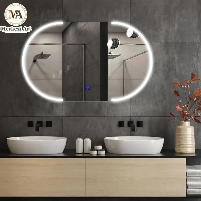 MERKEZI ART ME01 LED Light Mirror for Wall, Bathroom, Bedroom, Living Room, Makeup Room, 3 in 1 Color Light Wall Mirror (18 x 24 Inch)