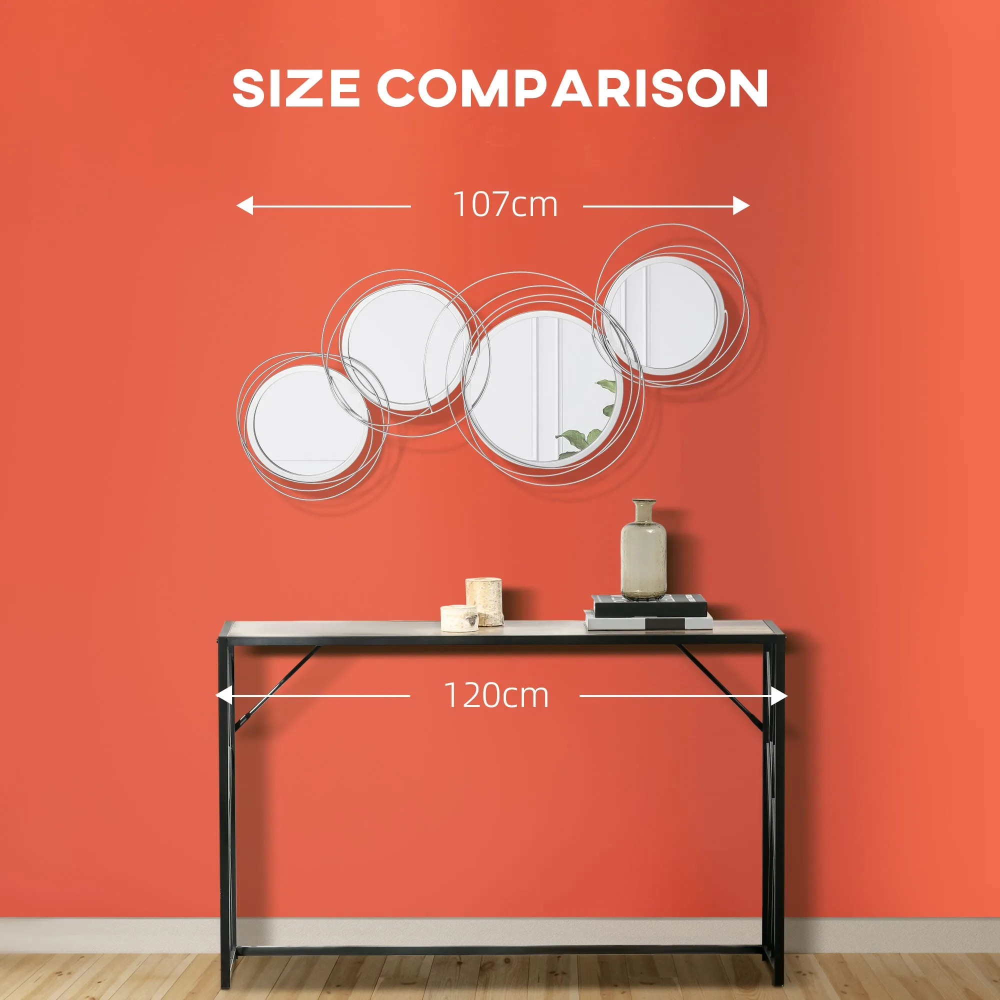 Metal Wall Art Modern Decorative Mirror Decor Hanging Home Wall Sculptures for Living Room Bedroom Dining Room, Silver