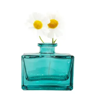 Mini Glass Rectangle Bud Vase - Blue Green