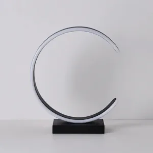 Minimalist LED Bedroom Table Lamp in Black/White with C-Shape Metallic Shade