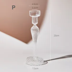 Modern Glass Candle Holder | P (Clear)