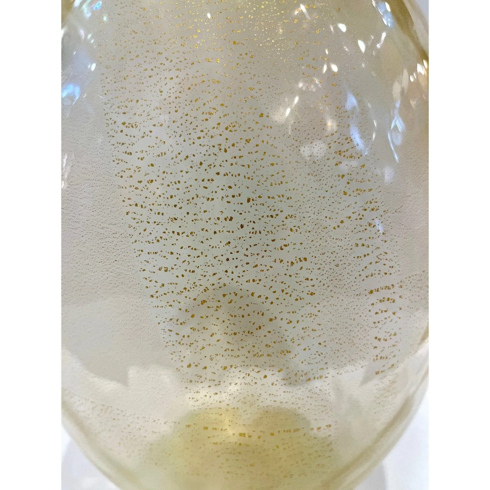 Modern Italian Pair of Gold Honeycomb Murano Glass Organic Round Vases
