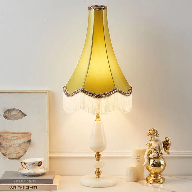 Modern Light Luxury Fabric Fringed Horn 1-Light Table Lamp