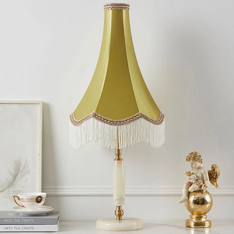 Modern Light Luxury Fabric Fringed Horn 1-Light Table Lamp