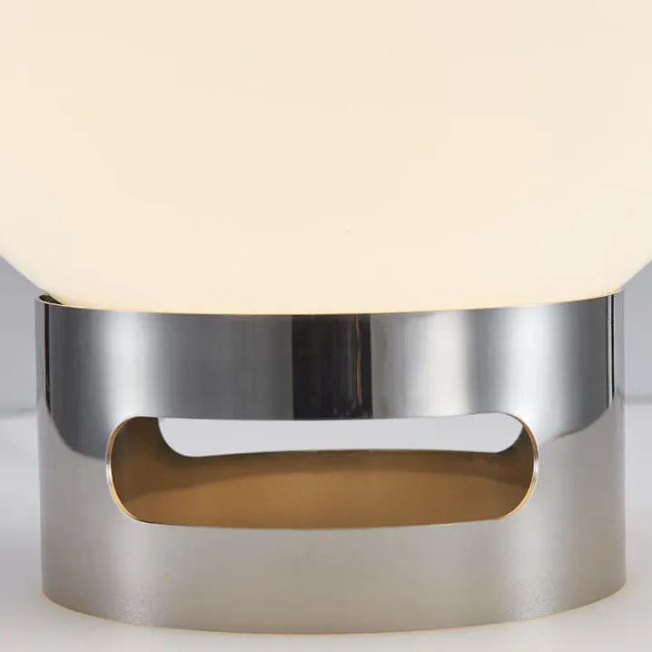 Modern Pure White Round Ball Glass Stainless Steel 1-Light Table Lamp