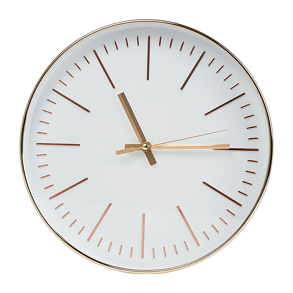 Modern Wall Clock Silent Non-Ticking Quartz Battery Operated Gold
