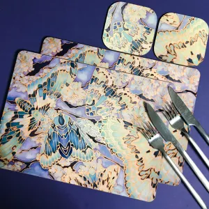Moths on Lichen Placemats - Green Table Mats & Coasters - glass chopping boards