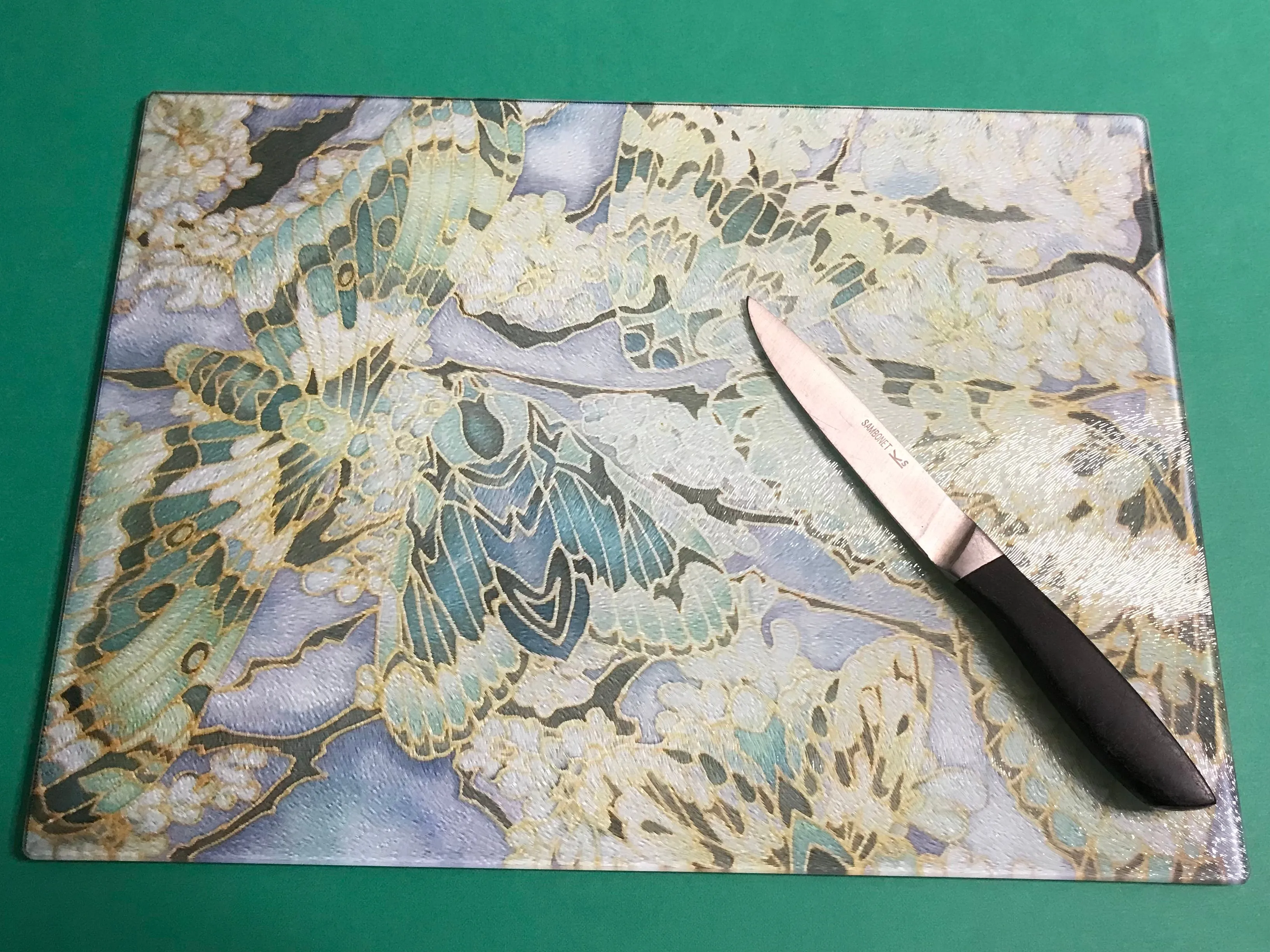 Moths on Lichen Placemats - Green Table Mats & Coasters - glass chopping boards