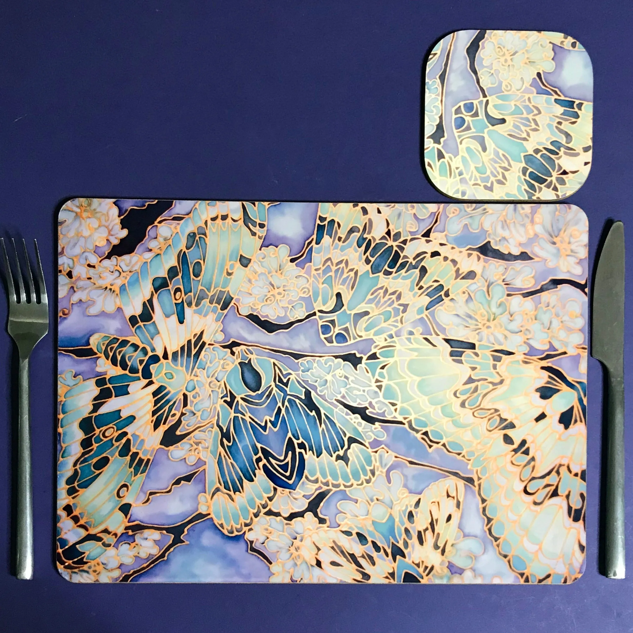 Moths on Lichen Placemats - Green Table Mats & Coasters - glass chopping boards