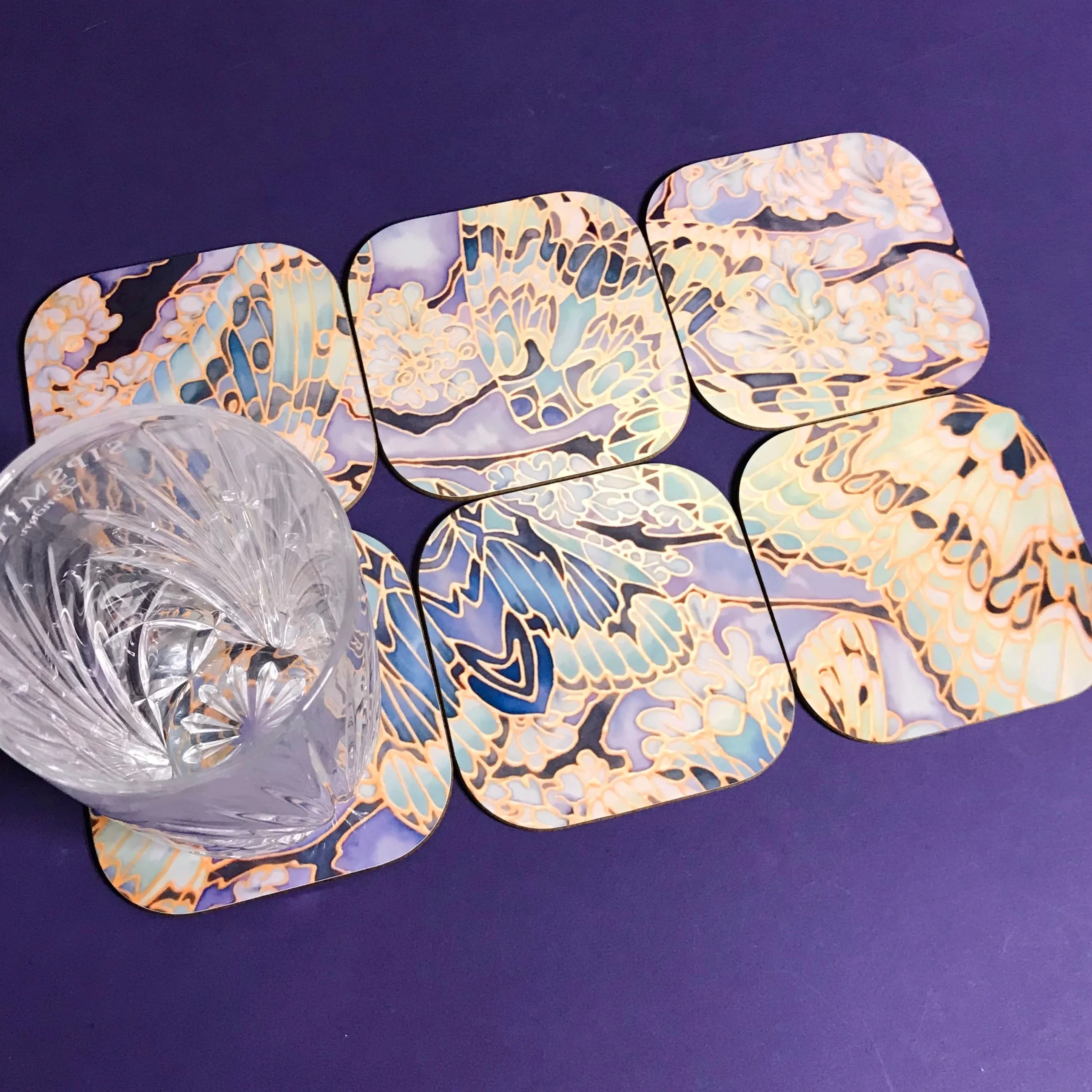 Moths on Lichen Placemats - Green Table Mats & Coasters - glass chopping boards