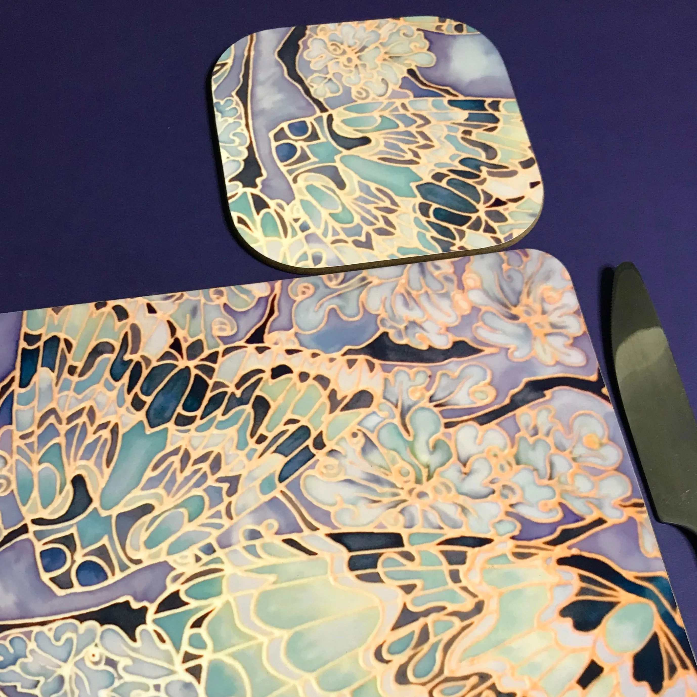 Moths on Lichen Placemats - Green Table Mats & Coasters - glass chopping boards