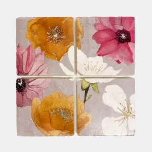 Multicolored Cactus on Grey Coasters