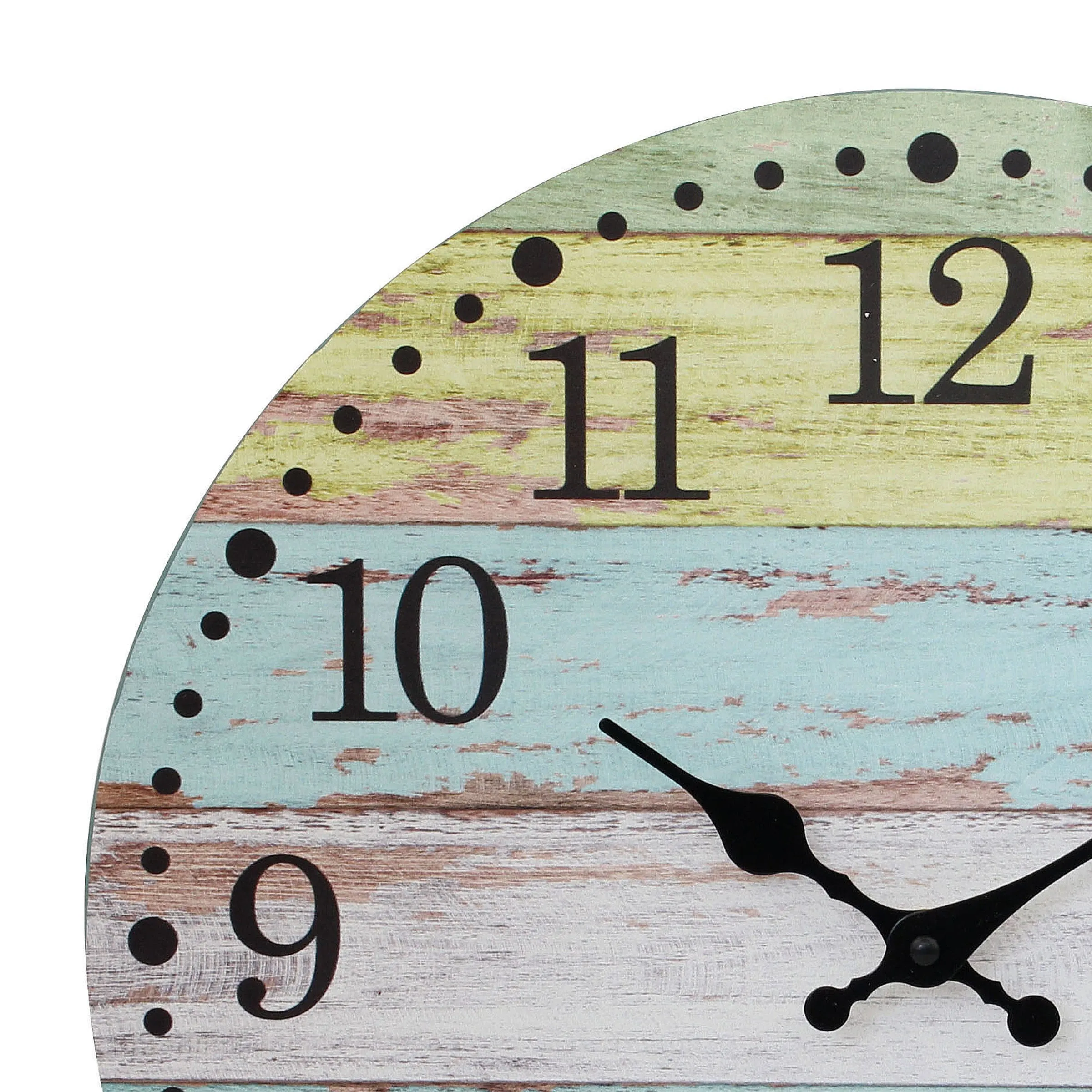 Multicolored Light Blue & Yellow Rustic Wood Wall Clock - 14 Inch (WS)