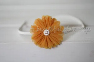Mustard Yellow Gerbera Flower Baby Headband