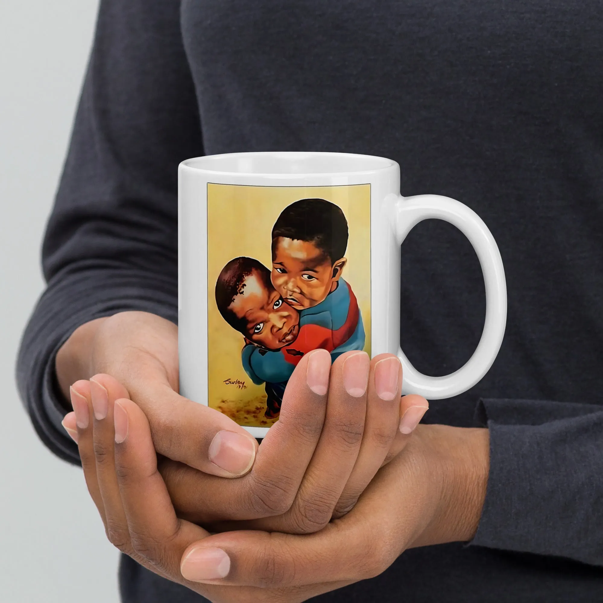 My Brother's Keeper Ceramic Mug  / Coffee or Tea Cup / Black Art / African American Art / Brotherhood / Positive Black Images