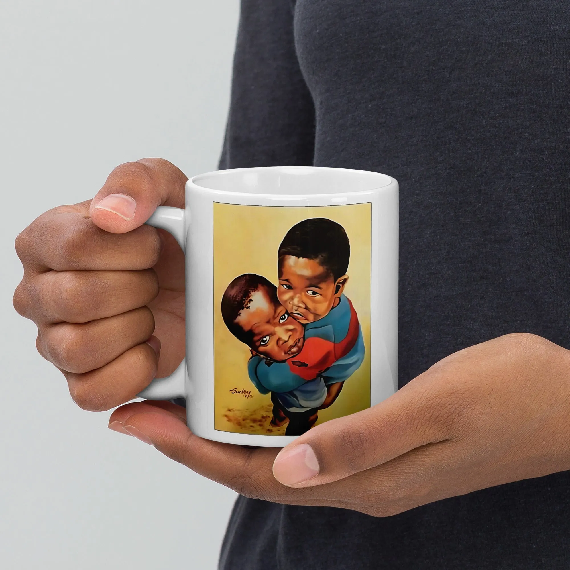 My Brother's Keeper Ceramic Mug  / Coffee or Tea Cup / Black Art / African American Art / Brotherhood / Positive Black Images