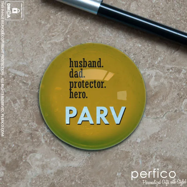 My Husband My Hero © Personalized Glass Paperweight