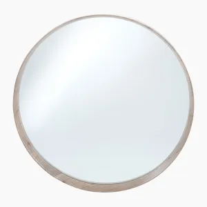 Natural Wood Veneer Round Wall Mirror