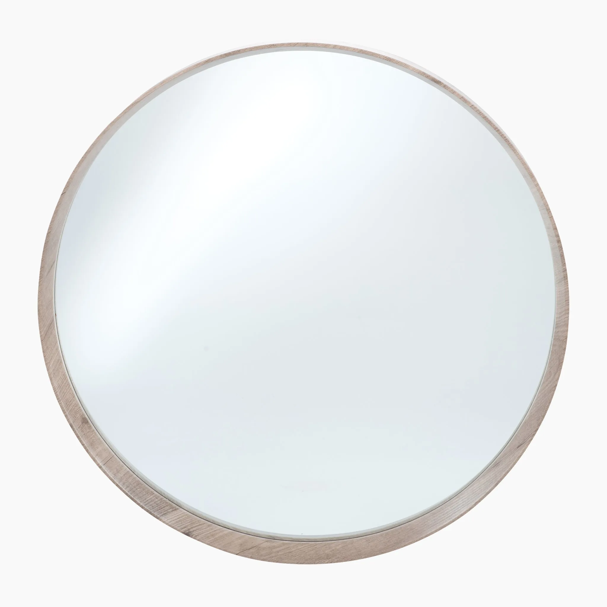 Natural Wood Veneer Round Wall Mirror