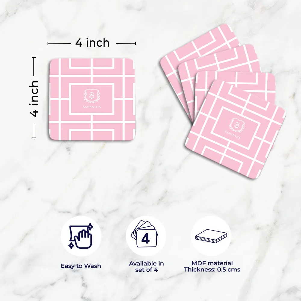 Nautical Grid Tableware Set (4 Placemats & 4 Casters)