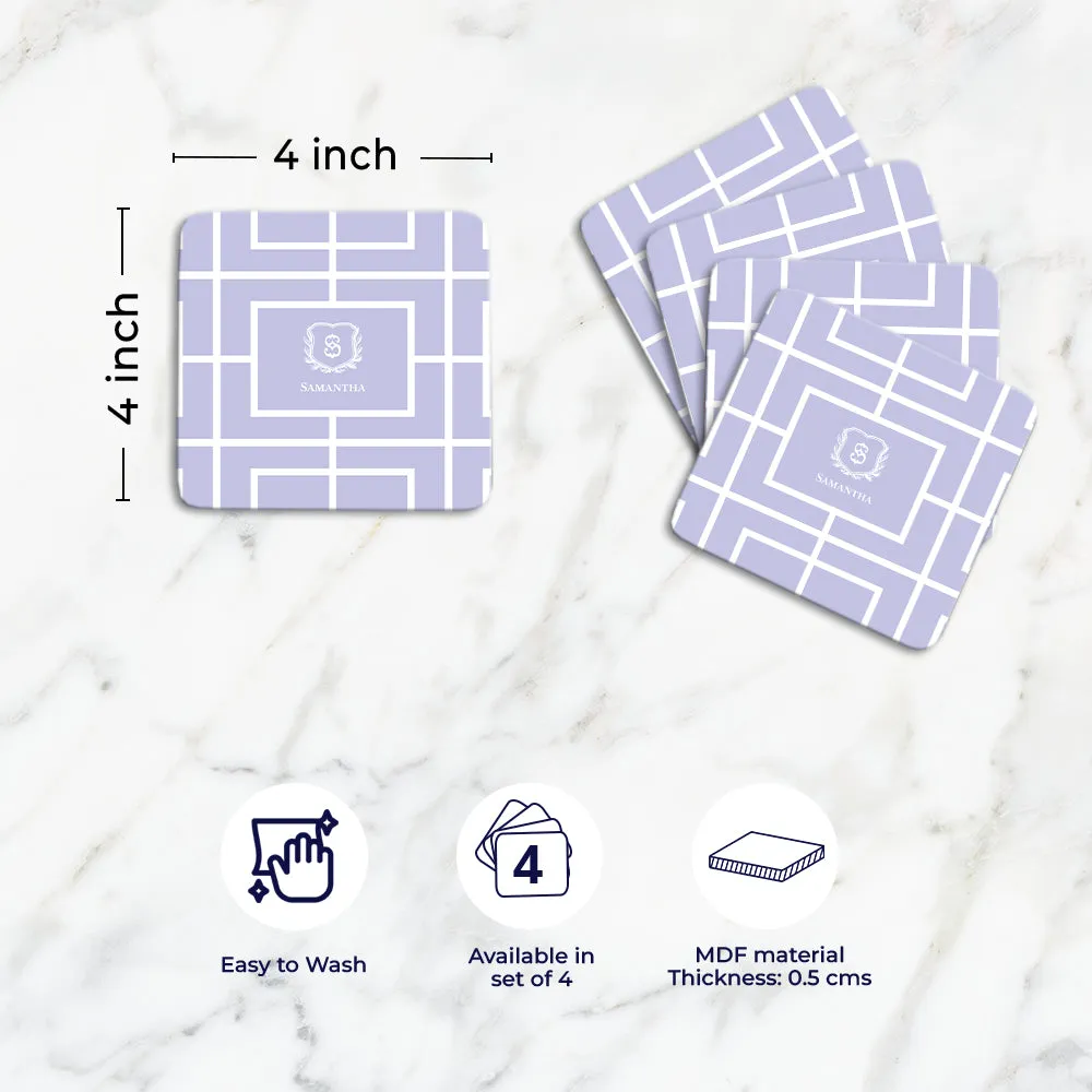 Nautical Grid Tableware Set (4 Placemats & 4 Casters)