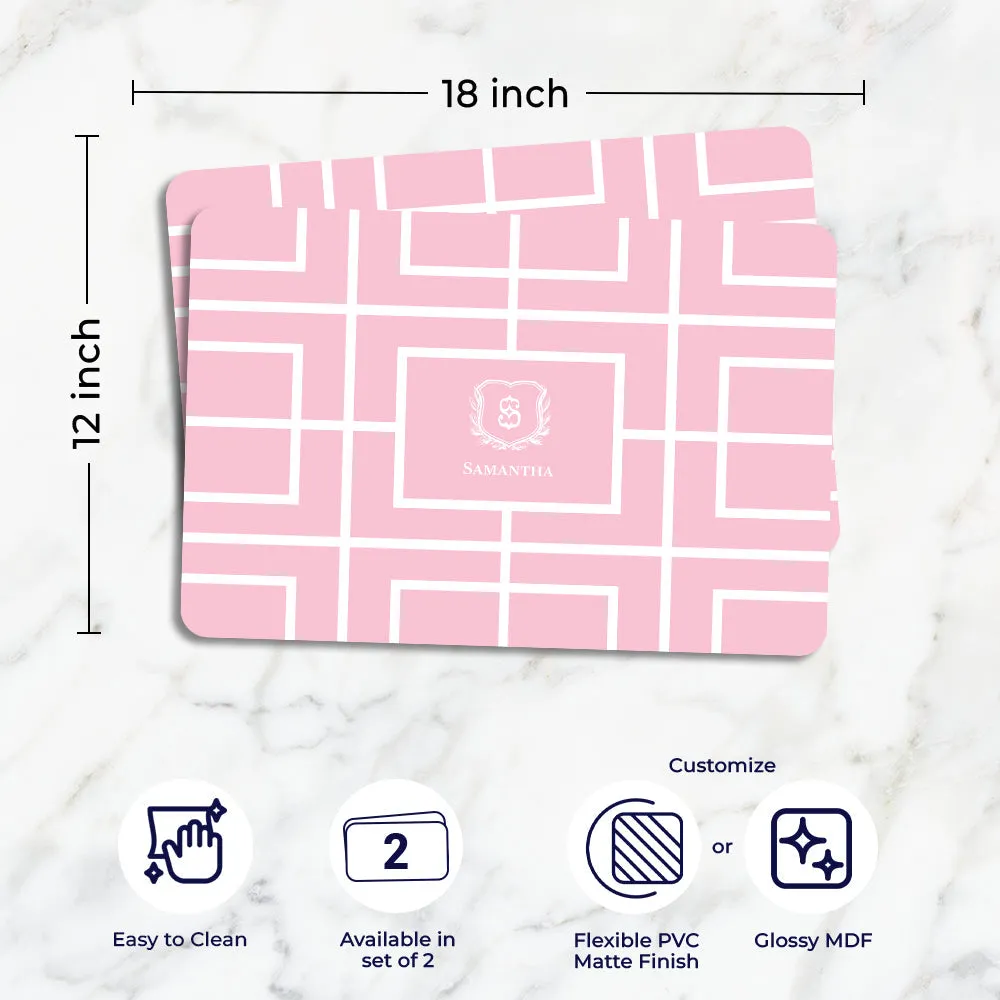 Nautical Grid Tableware Set (4 Placemats & 4 Casters)