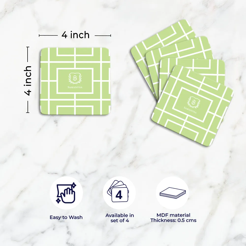 Nautical Grid Tableware Set (4 Placemats & 4 Casters)