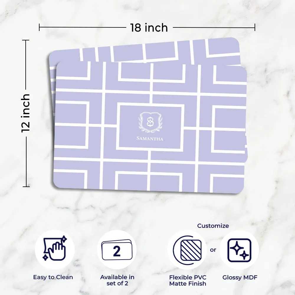 Nautical Grid Tableware Set (4 Placemats & 4 Casters)
