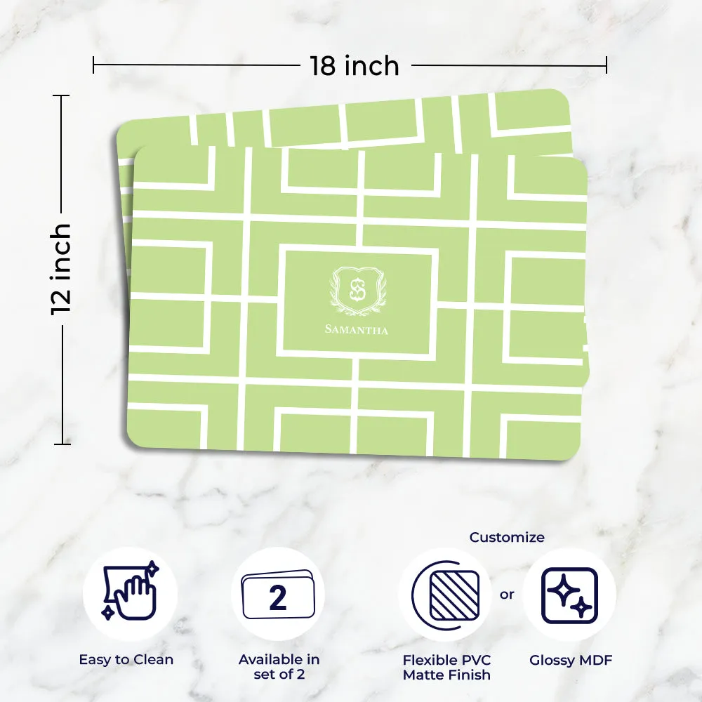 Nautical Grid Tableware Set (4 Placemats & 4 Casters)