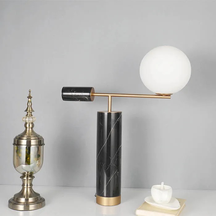 Nordic Modern Marble Texture Cylindrical Glass Ball 1-Light Table Lamp