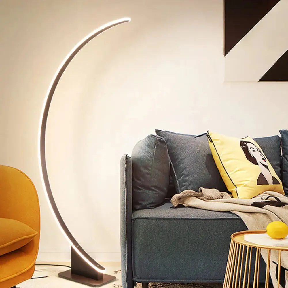 Nordic Style Bedside LED Standing Light with Metallic Curved Floor Lighting