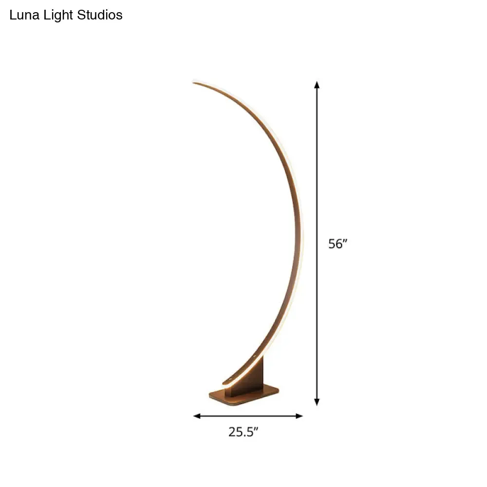 Nordic Style Bedside LED Standing Light with Metallic Curved Floor Lighting
