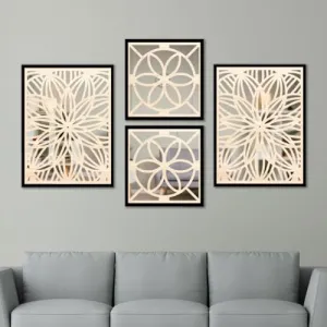 NoWorries Premium Wooden Rectangular Hanging Wall Mirror Decor Panel for Living Room and Bedroom - (lamination Pine Wood Acrylic Mirror framed art for Wall decor) (PINE WOOD - 11, 10x13/10x10 inches)