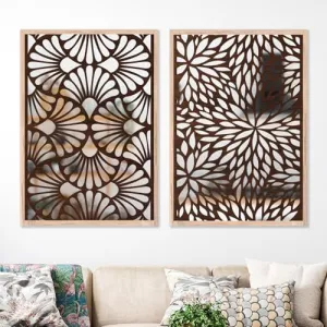 NoWorries Wall Hangings Engneering Wood Carving Acrylic Mirror Frame - Aesthetic Wall Pine Wood Carving Mirror Paintings for Home Wall decoration - Premium Wall Mirror Frames (Wooden 20, 13x17 inches)