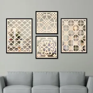 NoWorries Wall Hangings Wood Carving Acrylic Mirror Frame - Aesthetic Wall Pine Wood Carving Mirror paintings - Mirror Wall Painting for living room, bedroom decor (13x19/13x13 inches, PINE WOOD - 1)