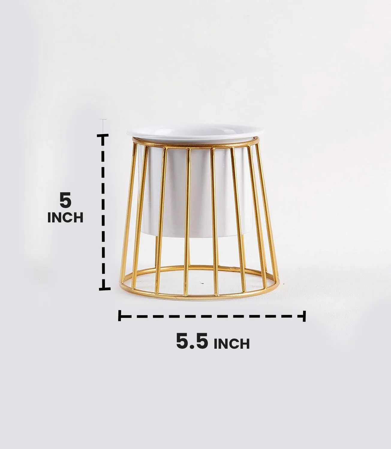 Nurturing Green® Combo of 2 Metallic Gold Metal Stand with Planters | Small Pots for Home (with 4.5 Inch Conical & Diamond Shape Stand)
