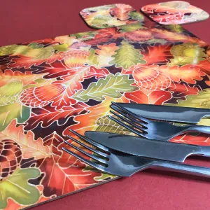 Oak Leaves & Acorns Placemats - green rust Table Mats & coasters - Oak  glass chopping boards