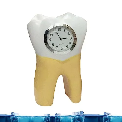 oiakus Silent Table Clock Dentistry Tooth Desk Clock Resin Tooth Shaped Mute Clock Decorative Dental Department Dental Office Ornament Gift