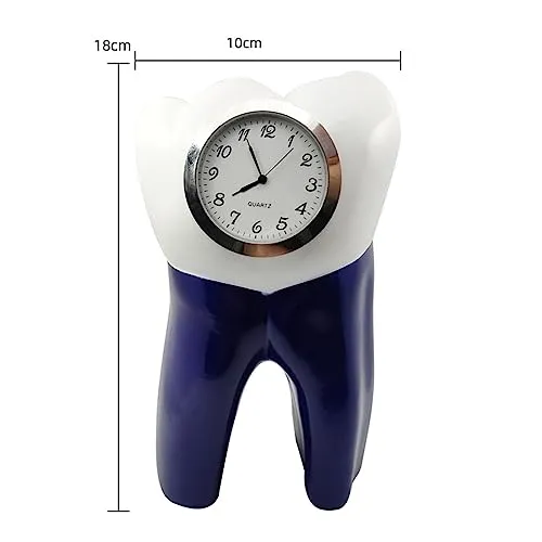 oiakus Silent Table Clock Dentistry Tooth Desk Clock Resin Tooth Shaped Mute Clock Decorative Dental Department Dental Office Ornament Gift