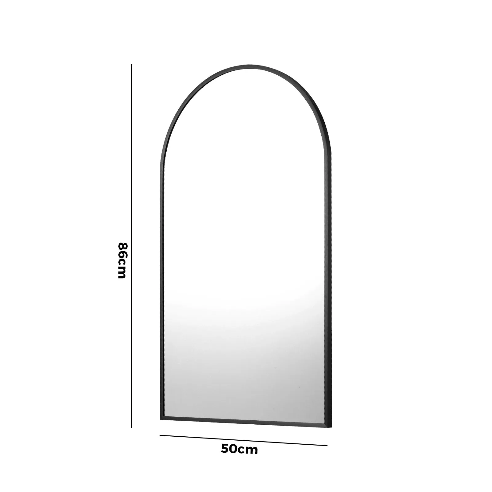 Oikiture Wall Mirrors 86x50cm Arched Makeup Mirror Bathroom Home Decor Black