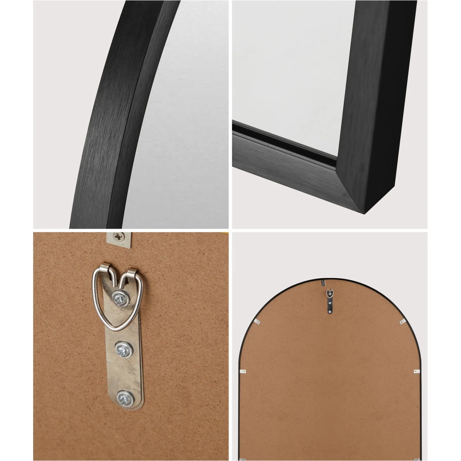 Oikiture Wall Mirrors 86x50cm Arched Makeup Mirror Bathroom Home Decor Black