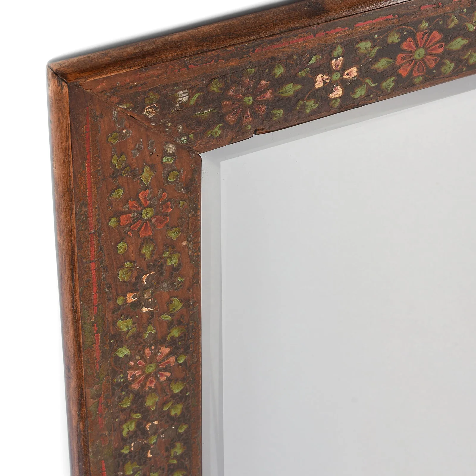 Painted Bevelled Mirror Traditional Rajasthani Design - Ca 1930