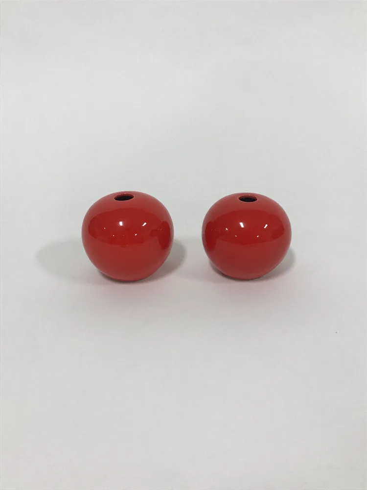 Pair or midcentury modern red ceramic orb vases