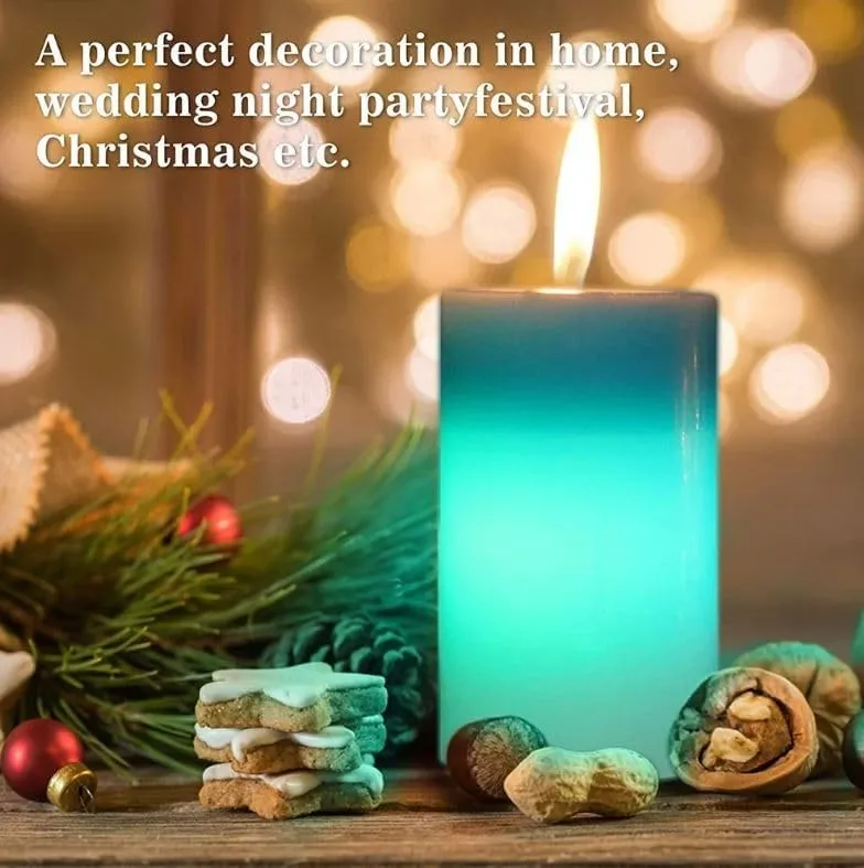 PEGACORN Round Shaped Real Wax Colour Changing Magic Candle, Real Flame Candles with Built-in Colour Changing Light, Useful for Room Decor, Diwali, Christmas, Gifting (Pack of 2)