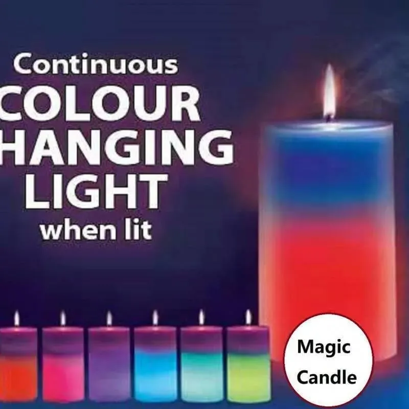 PEGACORN Round Shaped Real Wax Colour Changing Magic Candle, Real Flame Candles with Built-in Colour Changing Light, Useful for Room Decor, Diwali, Christmas, Gifting (Pack of 2)