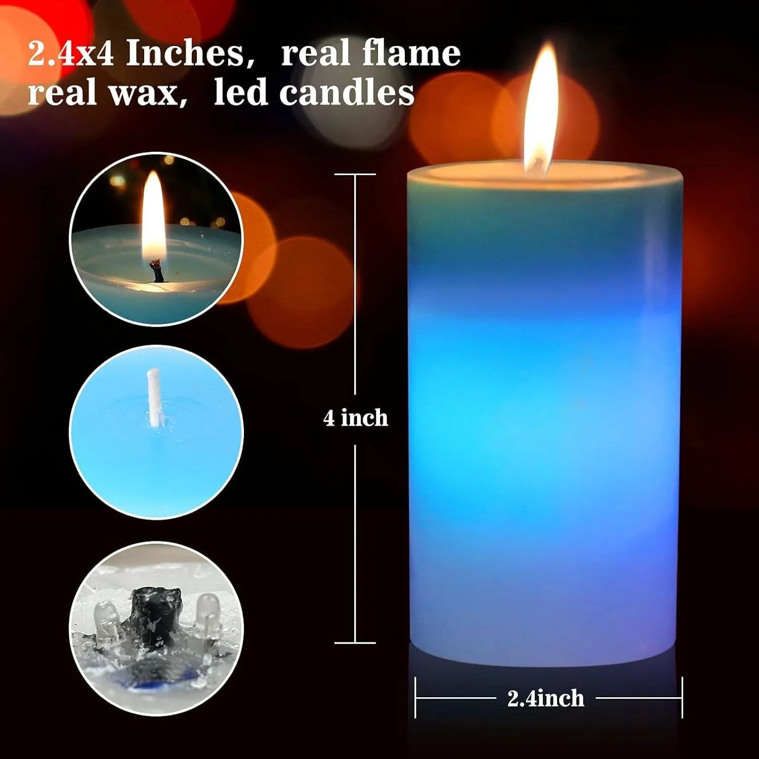 PEGACORN Round Shaped Real Wax Colour Changing Magic Candle, Real Flame Candles with Built-in Colour Changing Light, Useful for Room Decor, Diwali, Christmas, Gifting (Pack of 2)