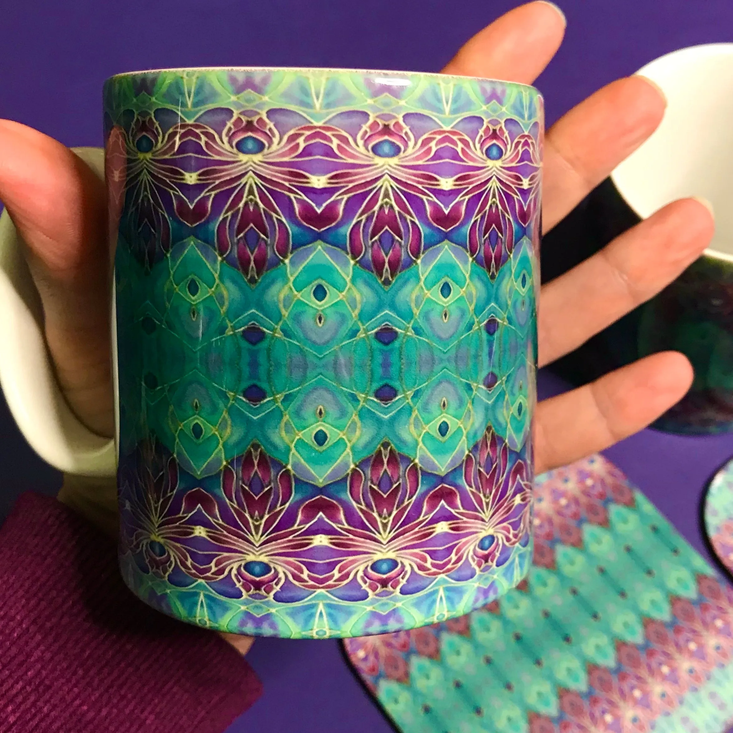Persian Orchid High Quality Table Mats - Purple Turquoise Green Tableware